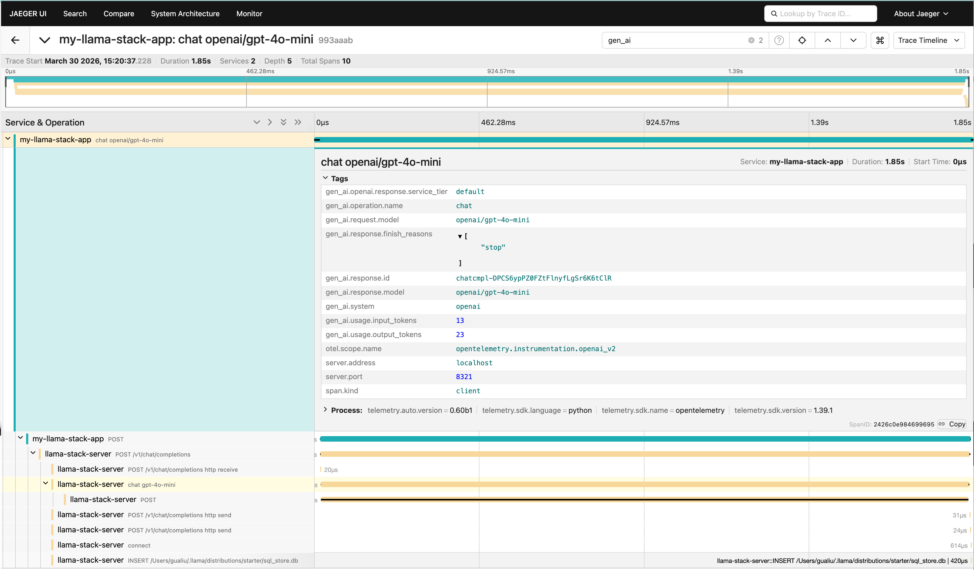 Jaeger distributed traces for OGX