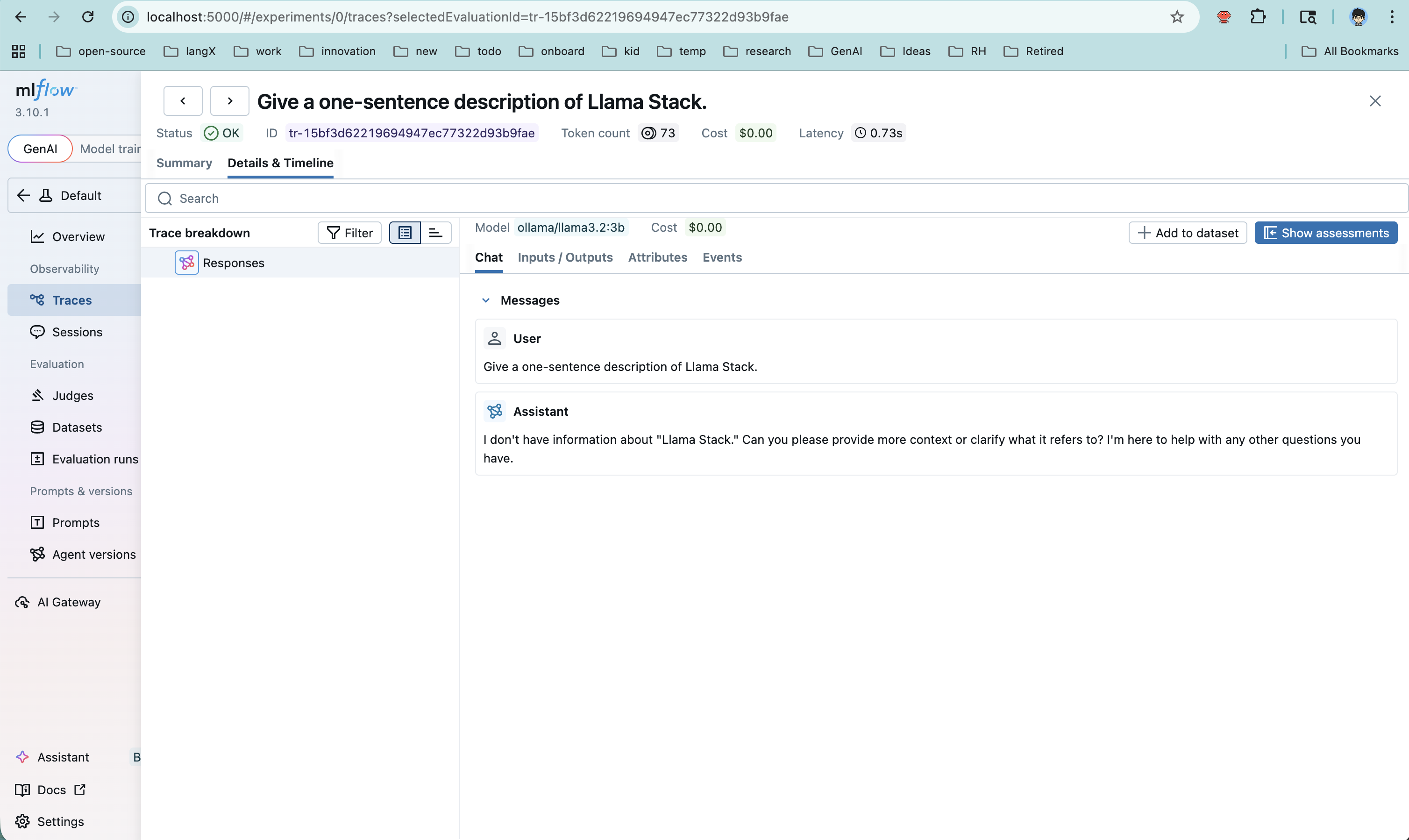 MLflow distributed traces for OGX via SDK
